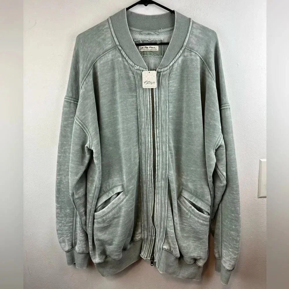 Free People Robby Bomber / Washed Army M - Picture 6 of 16